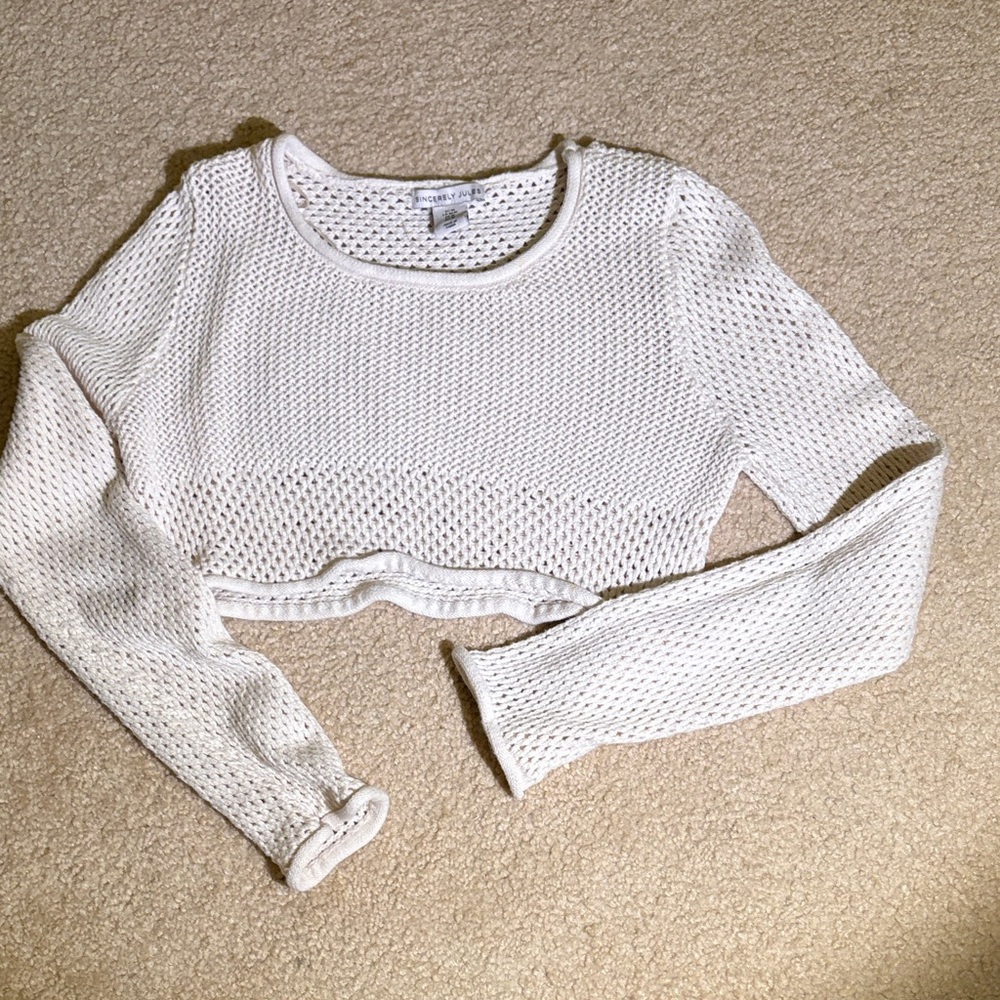 Sincerely Jules White Mesh Crop Top